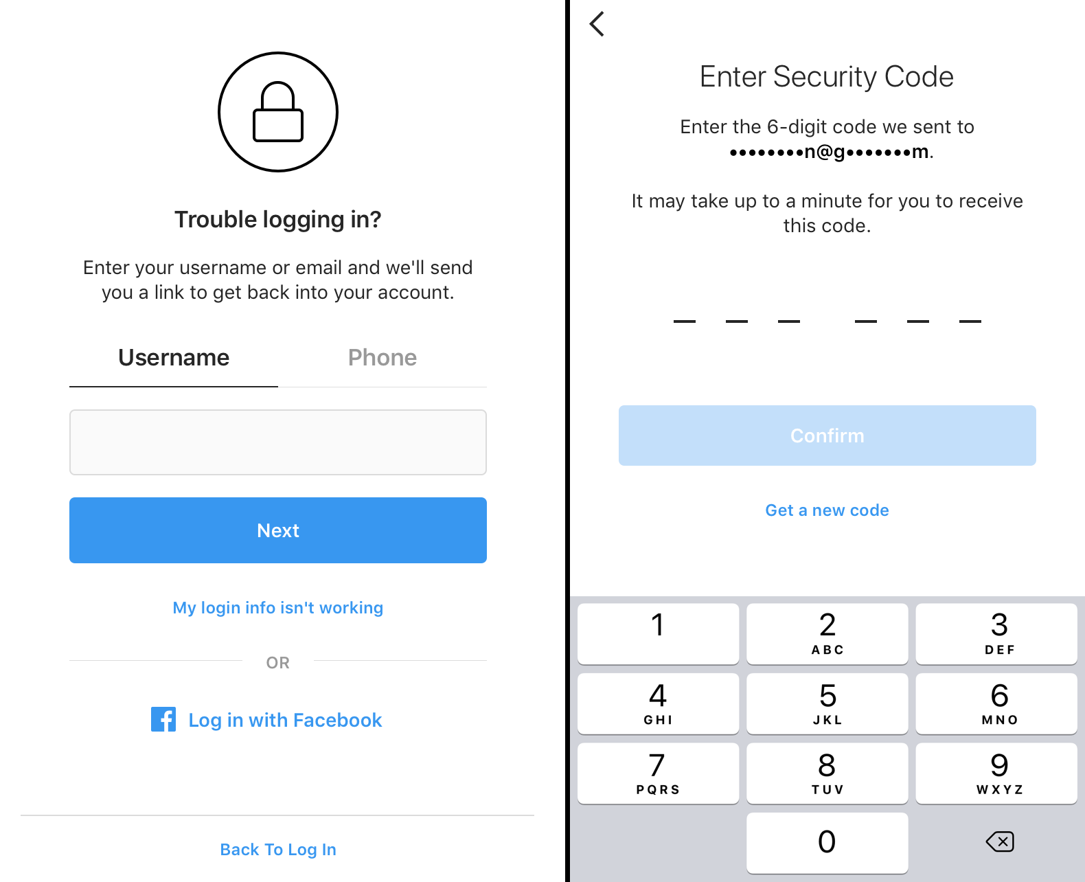 The process of recovering a hacked instagram account